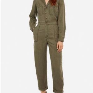 Express Green Utility Jumpsuit Size XS